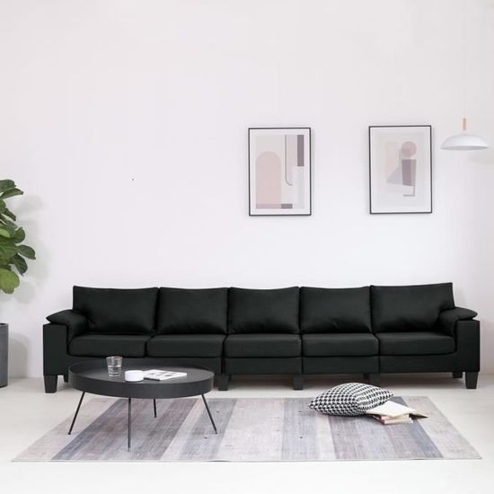 ❤Moderne Sofa Canapé de relaxation - Canapé droit fixe 5 places Mode - Noir - Tissu 😊31661