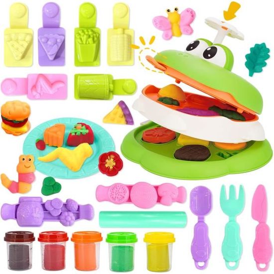 UCAMP – 65 Pièces Pâte à Modeler – Accessoires Hamburger Pizza – 12 Pots – Dès 2 Ans