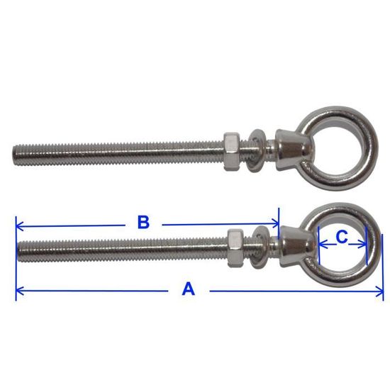 Lot De 2 Anneaux Avec Tige Filetée Inox A4 M8 - Longueur 100mm, Idéal Pour Fixation Ou Bricolage
