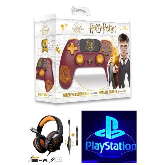 PS4 Bluetooth Harry Potter Gryffondor Rouge lumineuse 3.5 JACK + Casque Spirit of Gamer