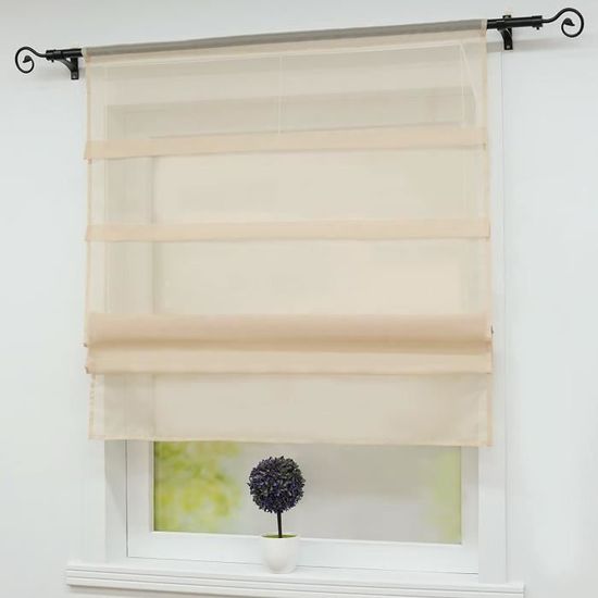 Joyswahl Store Roain Blanc En Voile à Passants Avec Iprié Branches Thea Facile Installation