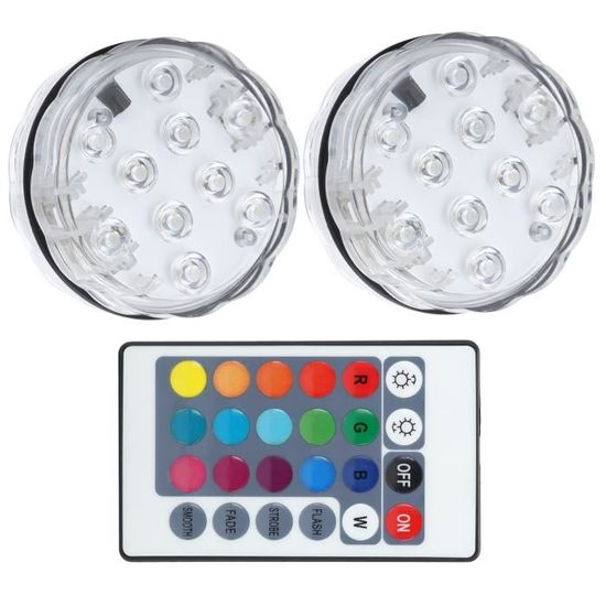 Lumières Submersibles LED HUIOP 12pack - RGB IP68 Avec Télécommande Pour Piscine/Décoration