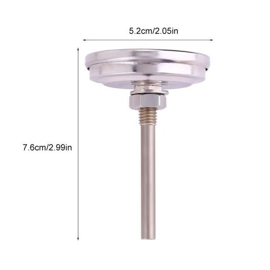 Thermomètre à Pince Pour Tuyauterie - Cadran 63 Mm - Plage 0-120°C - Fixation Par Ressort - Acier Inoxydable