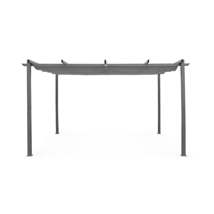 Pergola aluminium - Isla 3x4m - Toile grise - Tonnelle idéale pour votre terrasse. toit rétractable. toile coulissante. structure