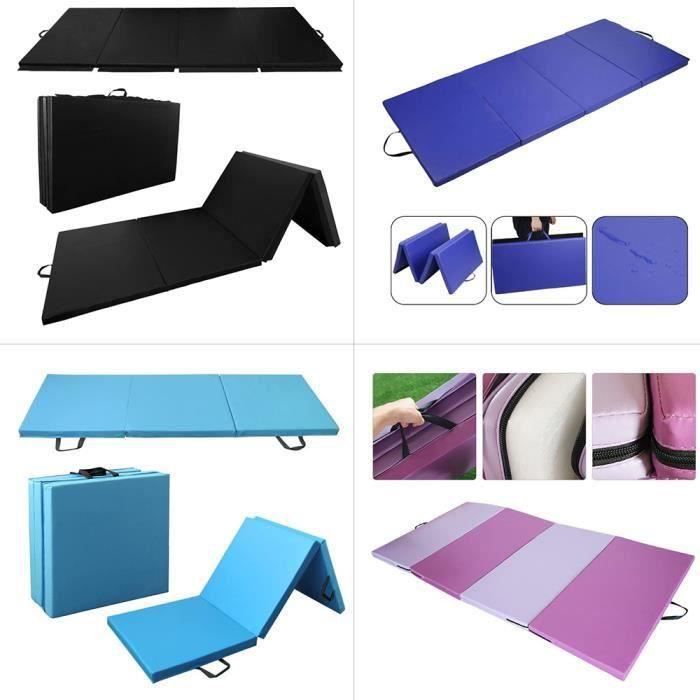 TAPIS DE GYMNASTIQUE PLIABLE 240 X 120 X 5 CM MATELAS DE FITNESS PORTABLE POUR FITNESS,YOGA ET SPORT BLEU
