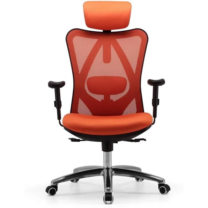 SIHOO Chaise de Bureau Ergonomique, Chaise de Siège Confortable, Fauteuil pivotant en Maille avec Support Lombaire et accoudoir régl