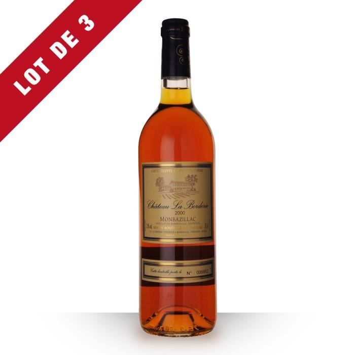 Lot de 3 - Château la Borderie 2000 AOC Monbazillac - 3x75cl - Vin Blanc