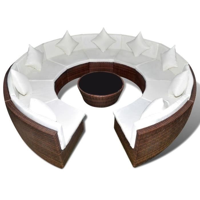 Ensembles de meubles d'exterieur Canape de jardin 37 pieces Rotin synthetique Marron