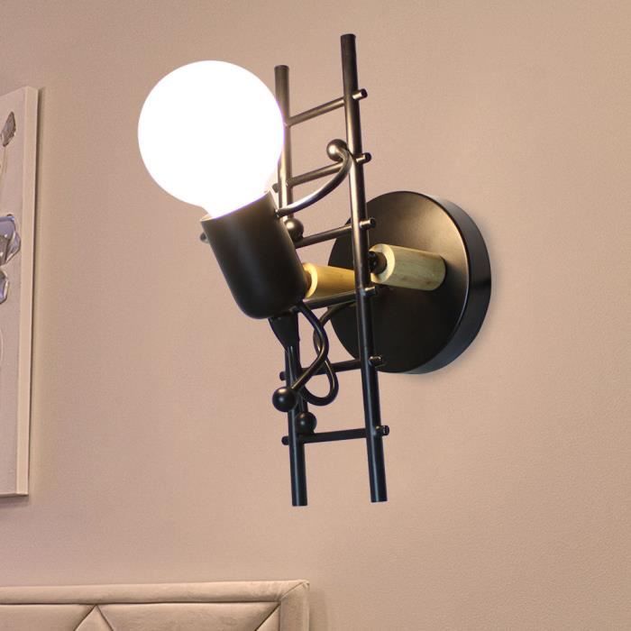 UNI Applique Lampe Murale Moderne Luminaire Poupée de Dessin Animé - Noir