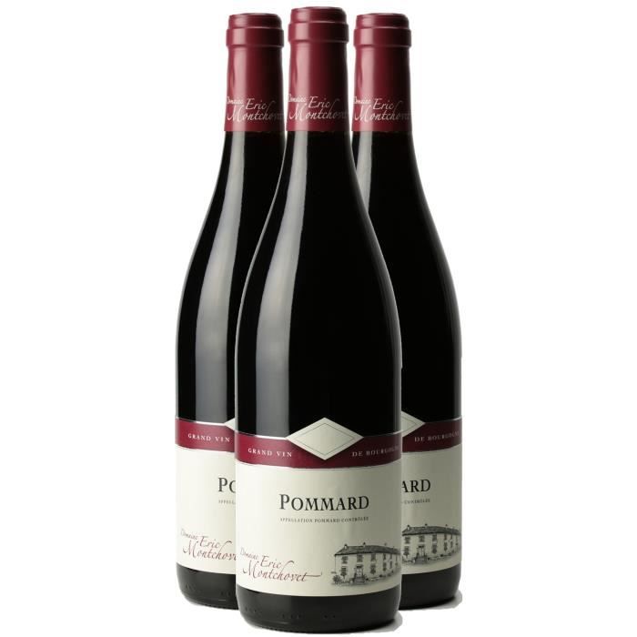 Pommard Rouge 2016 - Lot de 3x75cl - Domaine Eric Montchovet - Vin AOC Rouge de Bourgogne - Cépages Pinot Noir, Selection Bourgogne