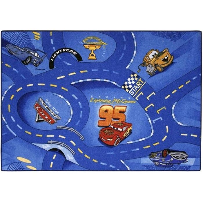 CARS Tapis enfant circuit voiture Bleu 95 x 133 cm