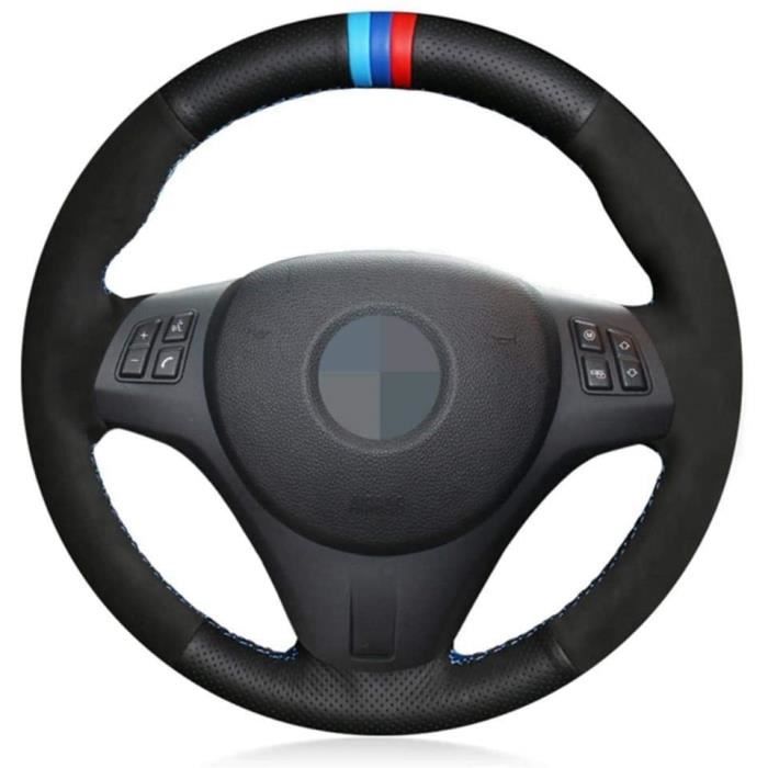 Bricolage Cousu Main Volant de Voiture Couverture Souple Accessoires en Cuir Noir Suede, pour BMW M Sport M3 E90 E91 E92 E93 E 1372
