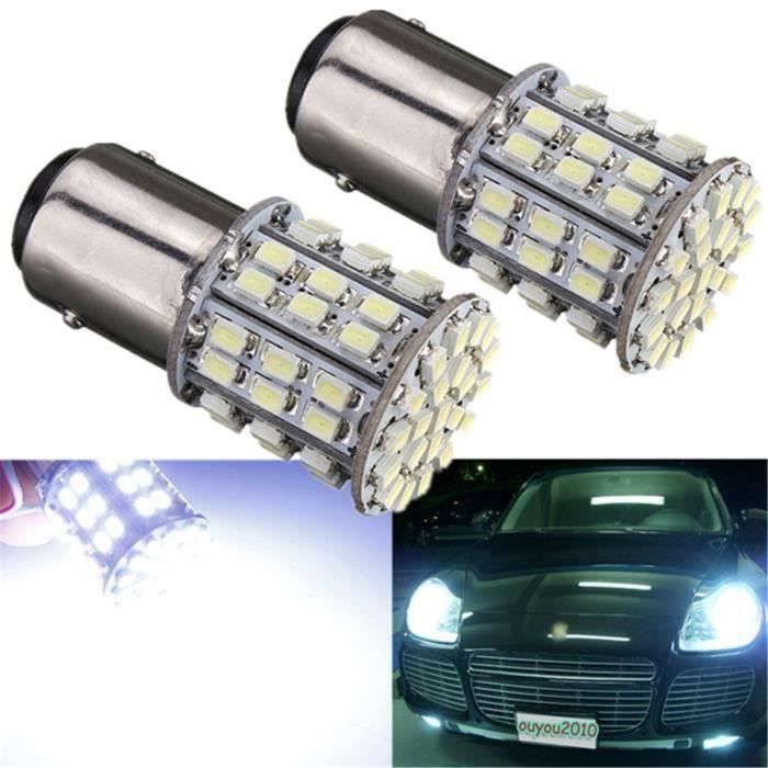 2x 1157 BAY15D 64 SMD 1206 LED Ampoule Voiture Lampe Feux Blanc OBD Frein Anti Erreur Bo07830