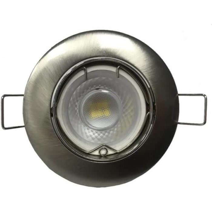 Kit Spot LED GU10 Encastrable Orientable 8W Rond Inox (Pack de 10) - Blanc Chaud 2300k - 3500k - SILUMEN