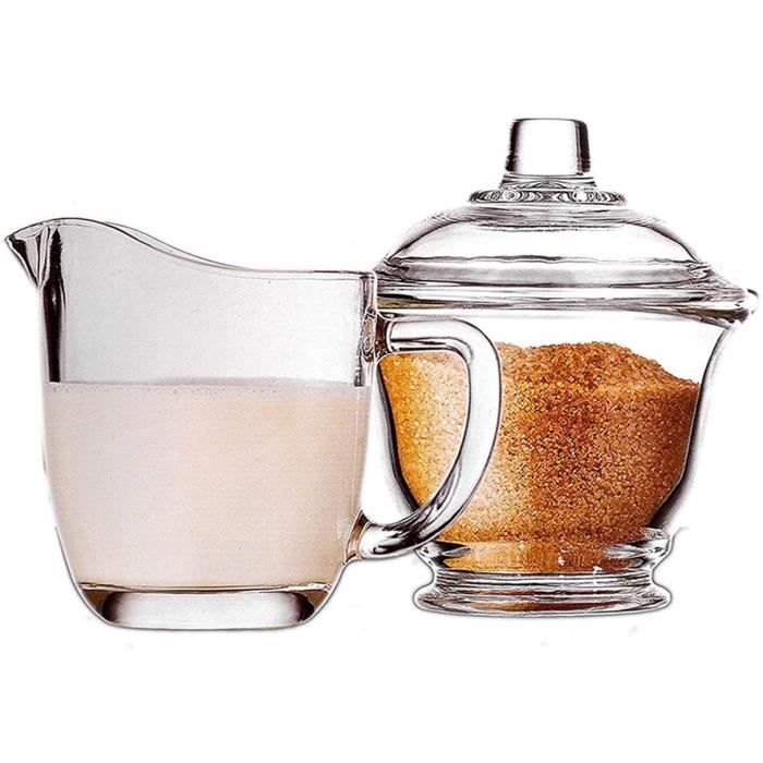 CREMIER longsing Sucre en Verre et Casse à café crème Kit de Sucre en Verre Transparent avec pichet de Lait8