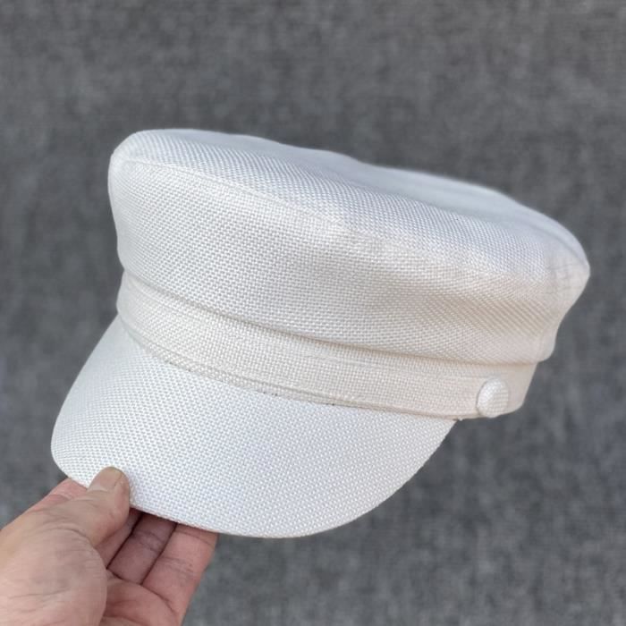 Adulte petit chapeau casquette femmes été coton et lin marine chapeaux hommes grande taille militair white 56cm