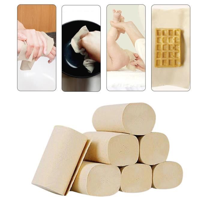 Zerone rouleau de papier toilette 10 rouleaux de papier toilette rouleau de papier de toilette natif pâte de bambou doux bain