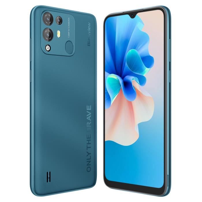 Blackview A55 Pro Smartphone 64Go 6.53 Pouces 5MP + 13MP 4780mAh Android 11 Double SIM GPS Téléphone Portable - Bleu