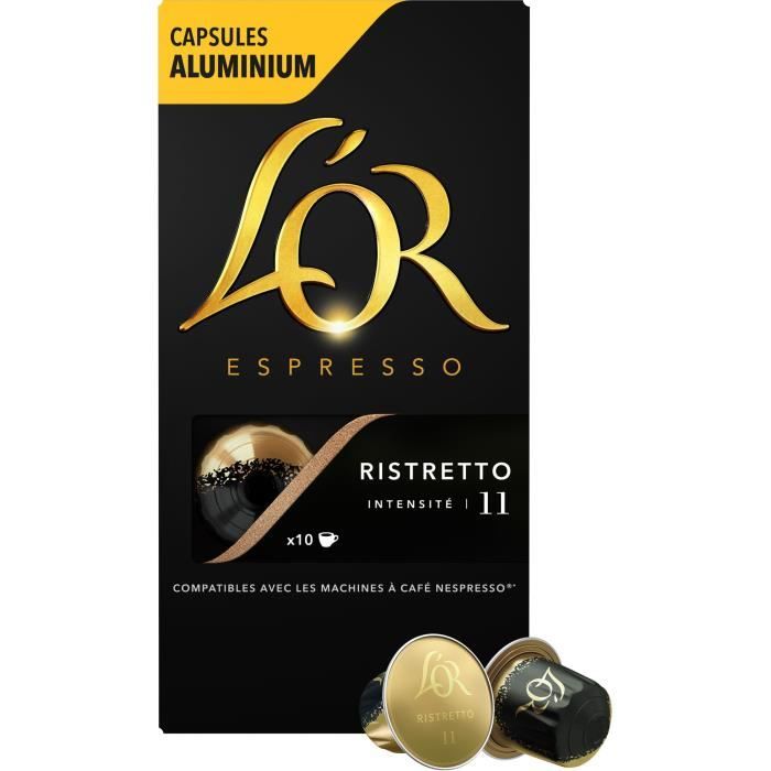 Café capsules L’Or Espresso Ristetto x10, en aluminium compatibles Nespresso