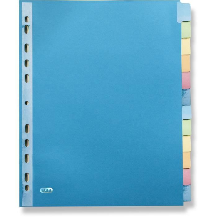 ELBA Intercalaires neutres color A4xl - 12 positions - Couleurs assorties