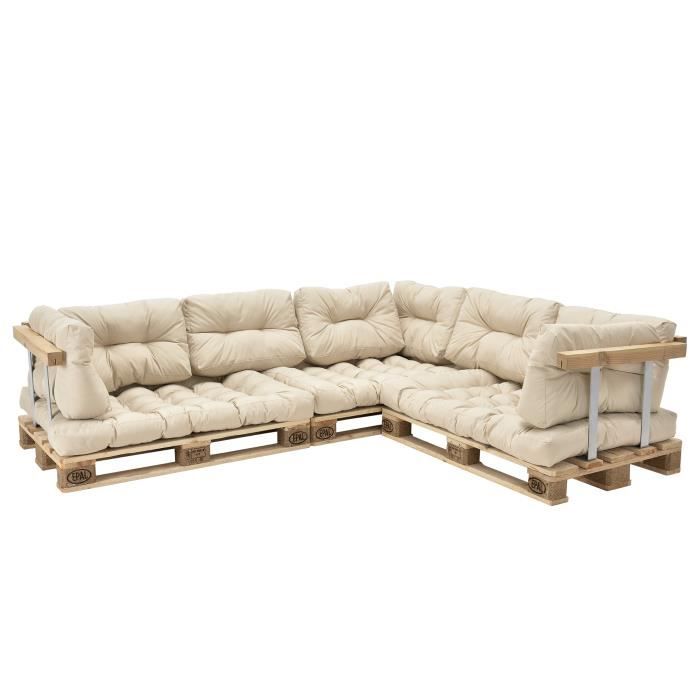 Coussin de siège et Coussin de dossier Beige In- Outdoor creme kit de 11
