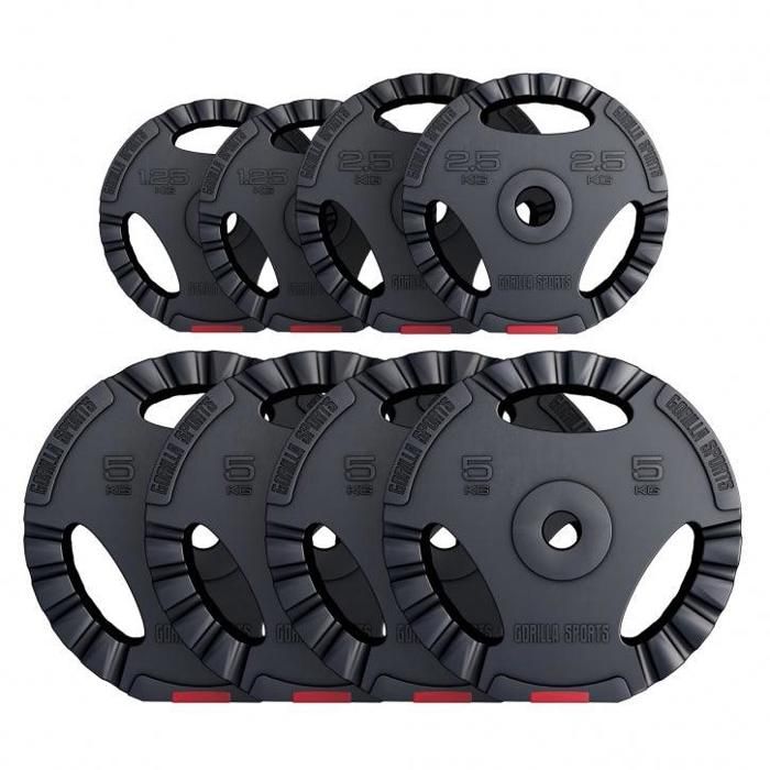 Disques de poids en plastique avec poignées - Lot de 27,5 KG (4 x 5 KG, 2 x 2,5 KG et 2 x 1,25 KG)