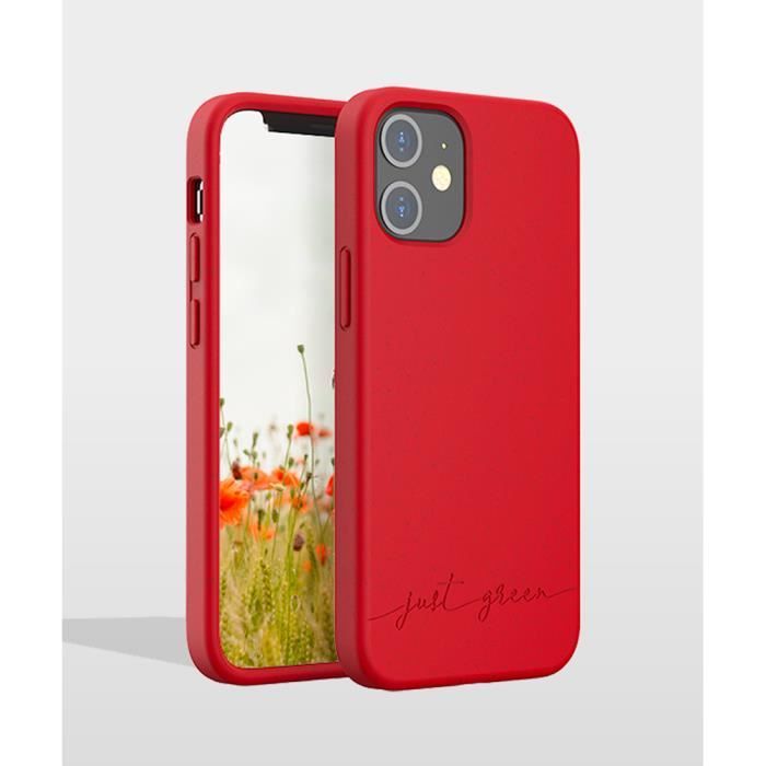 Coque Biodégradable Rouge pour iPhone 12 mini Just Green