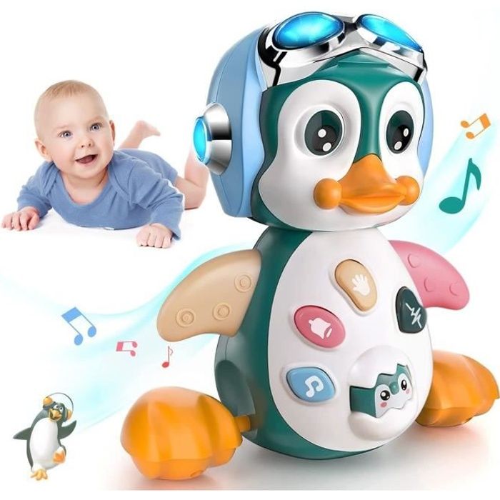 Jouets Musicaux Bébé, Jouet pour Bébé 6-12 Mois, Jouet bébé interactif d'apprentissage, Son/lumière, Pingouin Cadeaux Jouet Précoces