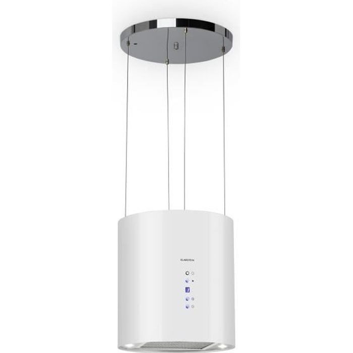 Hotte aspirante - Klarstein - hotte ilot 35 cm avec evacuation exterieure - 558m³/h 3 vitesses - hotte ilot central cuisine - blanc