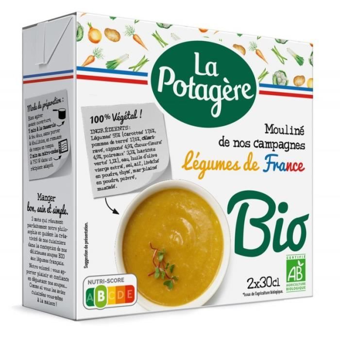 LA POTAGERE - Mouliné De Légumes De Nos Campagnes Bio 600Ml - Lot De 4