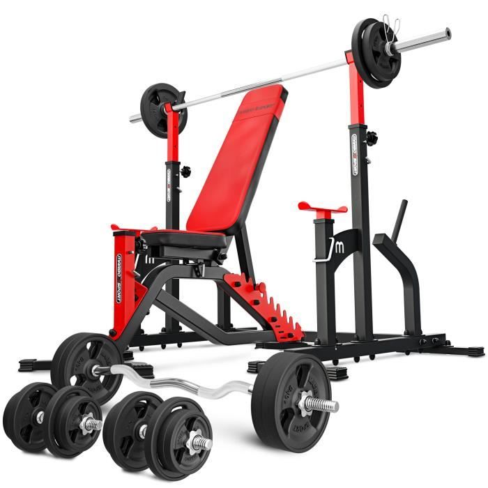 Marbo Sport Set MS2_170KG_Kier_G - MS-L101 + MS-S104 + barres et disques d'haltères caoutchoutés 113 kg