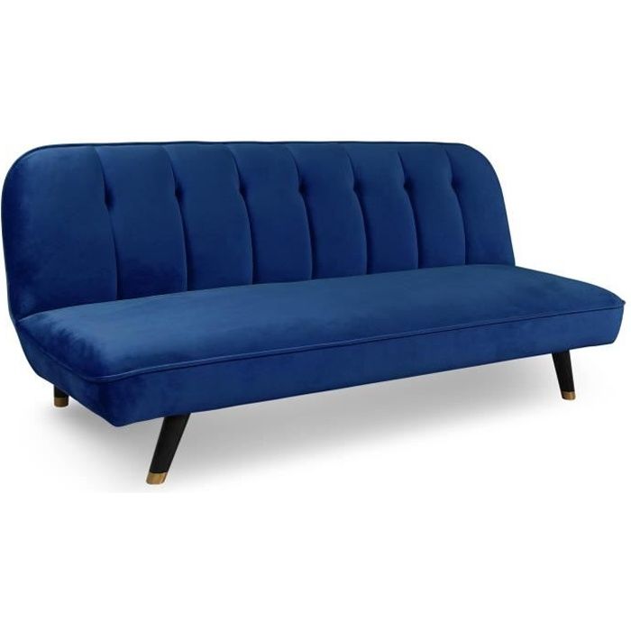 Canapé droit Bleu Velours Pas cher Moderne Confort