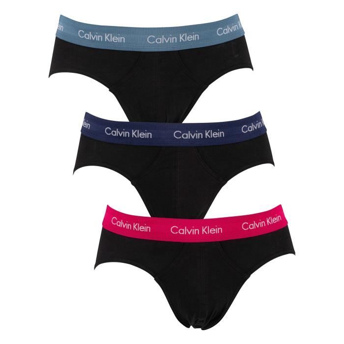 Calvin Klein Pack de 3 Slip Hip, Noir, Homme