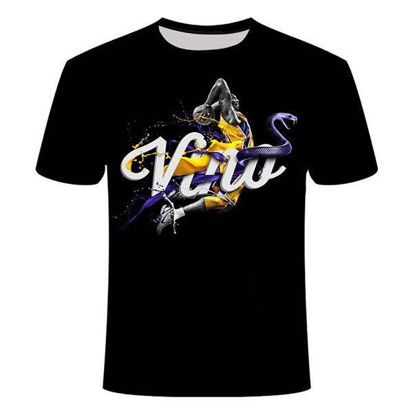 T-shirt pour dessin animé,3D imprimé Kobe Bryant hommes femmes enfants T-shirt Harajuku mode haut joueur de basket-ball noir Mamba