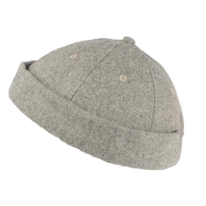 Bonnet Docker Gris Clair en Feutre de Laine Homme et Femme look Hiver Duik - Taille unique - Gris