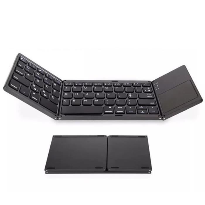 Clavier Pliable sans Fil et Filaire Bluetooth avec Pavé Tactile Rechargeable Portable pour PC, Tablette Android, iPad-noir