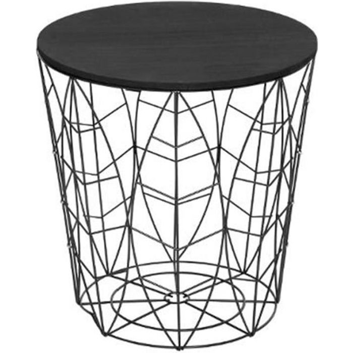 Table d'Appoint Design en Métal -Leaf- 41cm Noir