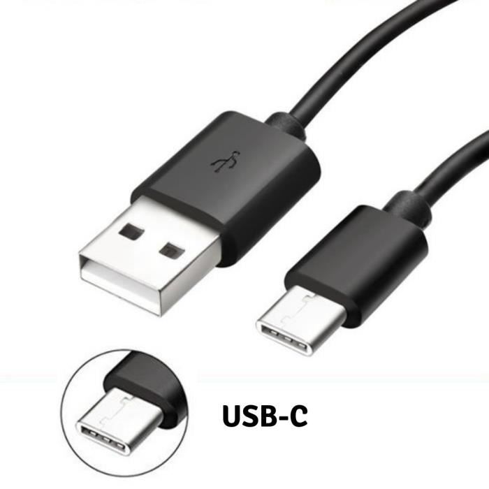 [Compatible Sony Xperia XZ-XZ1-XZ2-PREMIUM-COMPACT] Cable Type USB-C Chargeur Noir Port Micro USB 1 Metre [Phonillico®]