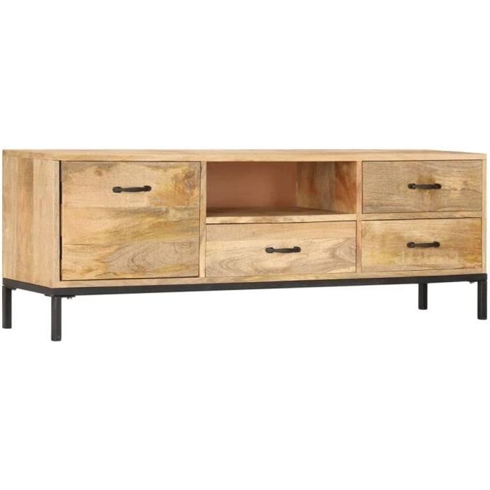 vidaXL Meuble TV 130 x 30 x 45 cm Bois massif de manguier