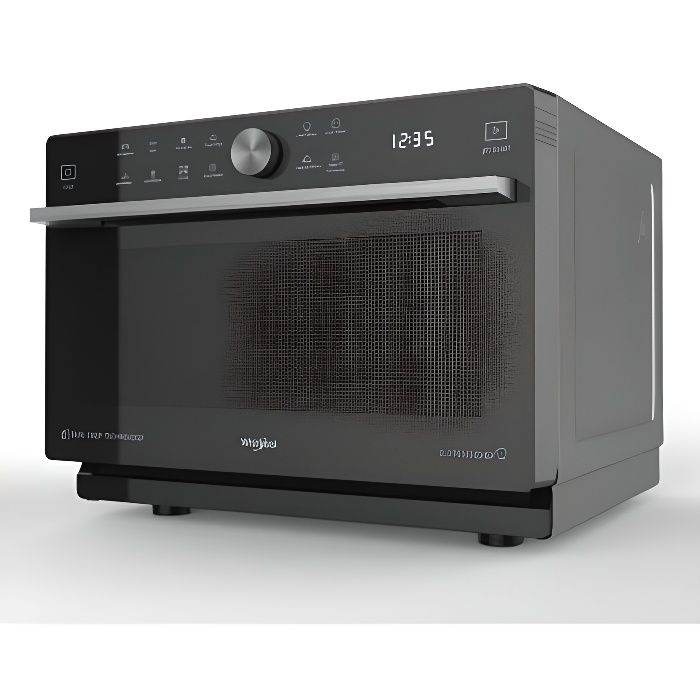 Combiné-33L 1000W+Gril+Chal. brassée+Vapeur-57 P Chef Menu-6è Sens-Crisp-Cav. peinte-Noir-silver