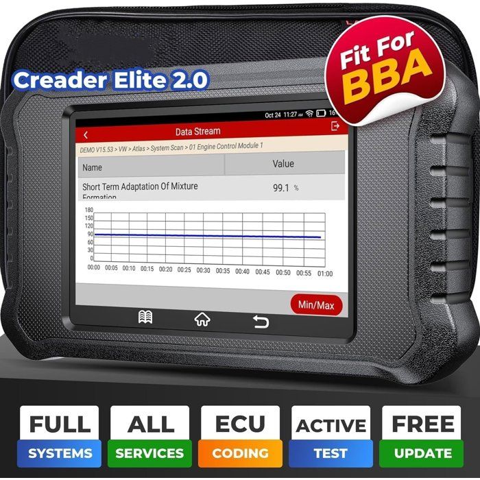 LAUNCH X431 Creader Elite 2.0 BBA OBD2 Scanner pour Benz/BMW/Audi Série Valise de Diagnostic bidirectionnel Codage ECU en français