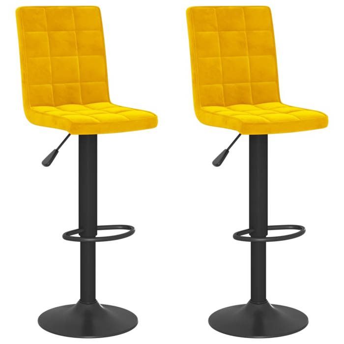 Tabourets de bar - lot de 2 - jaune moutarde velours - 40x52x(102.5-124.5) cm SS0000117230