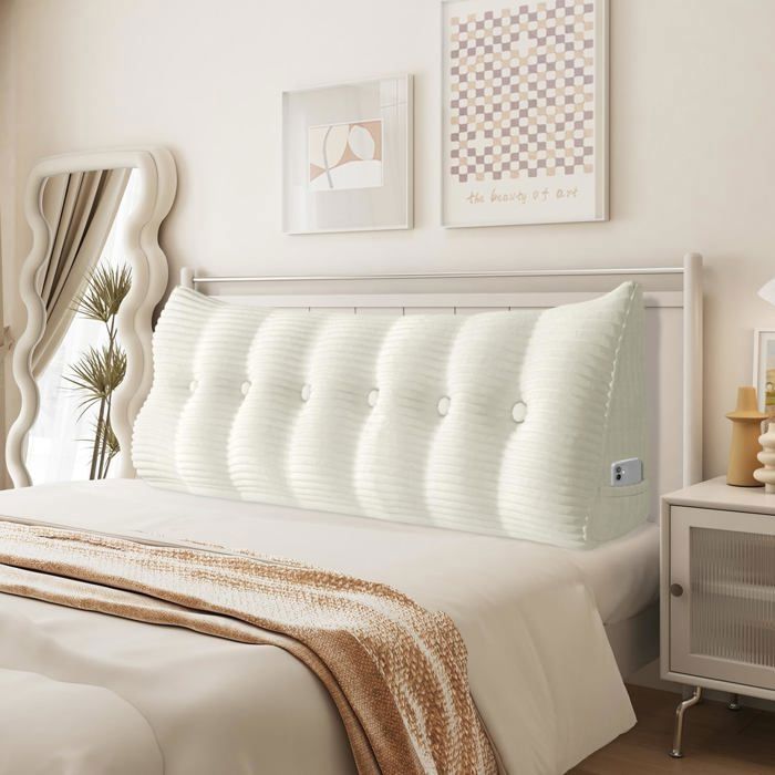 VERCART Coussin de Lecture Cale Dos Coussin à Coins Coussin Incliné velours côtelé Blanc 180CM VERCART Coussin de Lecture Cale Dos Coussin à Coins Coussin Incliné velours côtelé Blanc 180CM