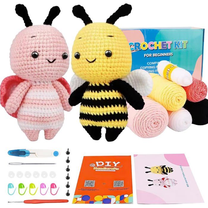 Kit Crochet Débutant Complet Cactus - DIY Avec Fils, Crochets, Ciseaux Et Instructions Vidéo
