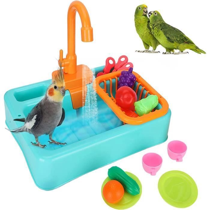 Jouets pour Oiseaux Baignoire pour Oiseaux Baignoire Automatique pour perroquets Salle de Bain avec Jouet pour variété