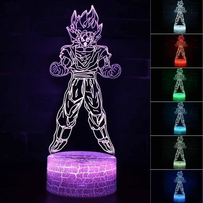 3D Lampes Illusions Dragon Ball Son Goku Lampe Veilleuse LED 7 Couleurs Télécommande Touch Mood Décoration Lamp de Table