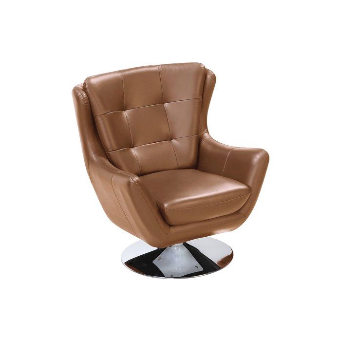 Fauteuil pivotant en cuir de buffle camel ANABA