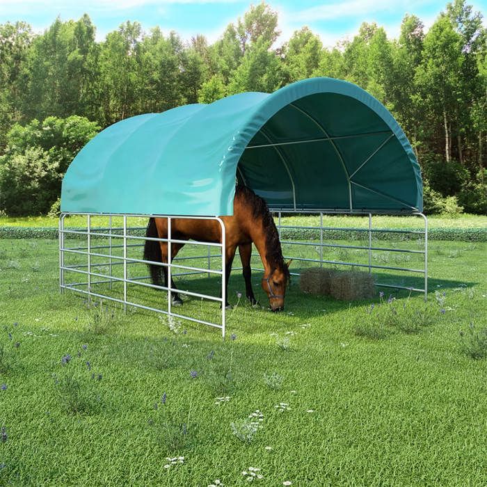 Meilleurs prix pour Tente pour bétail PVC - vidaXL - 37x37 m - Vert foncé - Résistant aux UV - Résistant à leau - Acier enduit de poudre