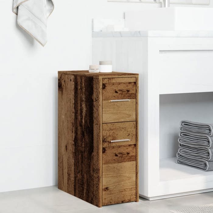 Brun Armoire de bain étroite JILLS COLONNE WC avec roulettes vieux bois LV3309
