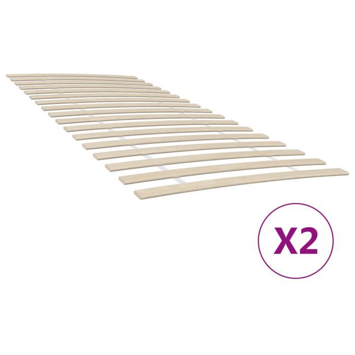 Lattes de rechange pour sommier - UU - 34 lattes - 2 pièces - 90x200 cm - Bois de peuplier massif - Épaisseur 12 mm